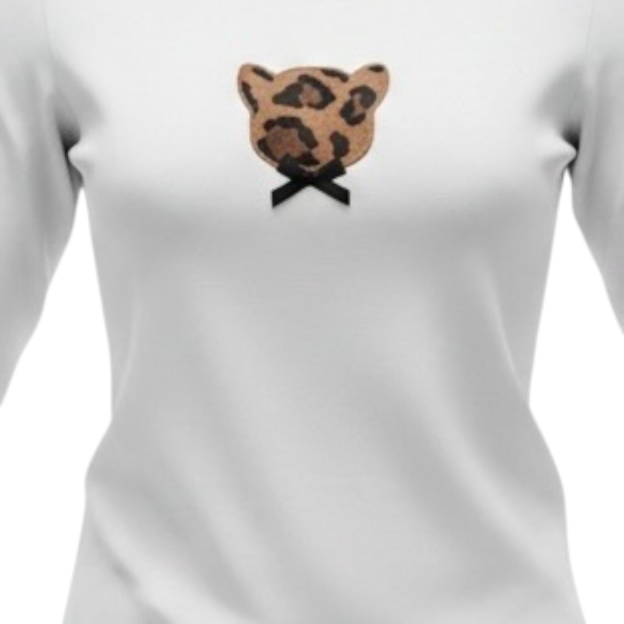 Please Shirt Girocollo tinta unita con Stampa Bianco per Neonata ML03030G77 BIANCO PLEASE 
