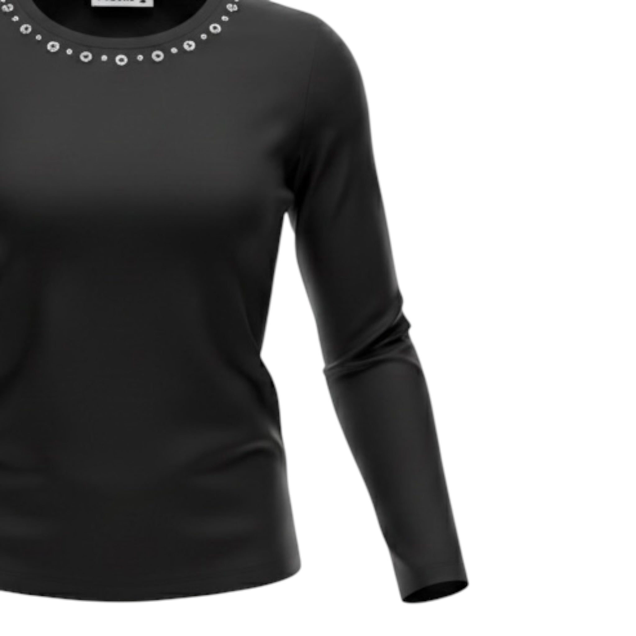 Please Shirt tinta unita con Borchie Nero per Bambina ML05030G78 NERO PLEASE 
