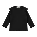 Please Maglia tinta unita con Balze Nero per Bambina ML37072G77J NERO PLEASE 