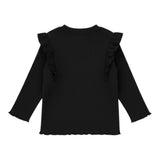 Please Maglia tinta unita con Balze Nero per Bambina ML37072G77J NERO PLEASE 