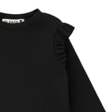Please Maglia tinta unita con Balze Nero per Bambina ML37072G77J NERO PLEASE 