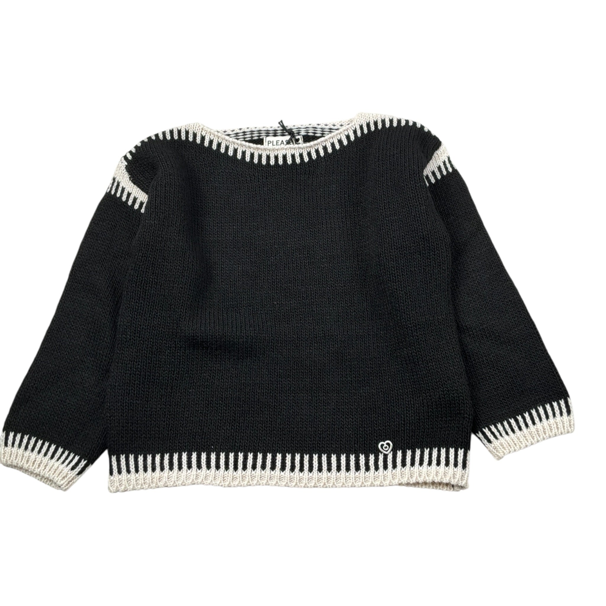 Please Maglia tinta unita con Profili In Contrasto Nero per Bambina NB17230G78 NERO PLEASE 