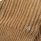 Please Cardigan tinta unita con Bottoni Cammello per Bambina NB34230G78 CAMMELLO PLEASE 