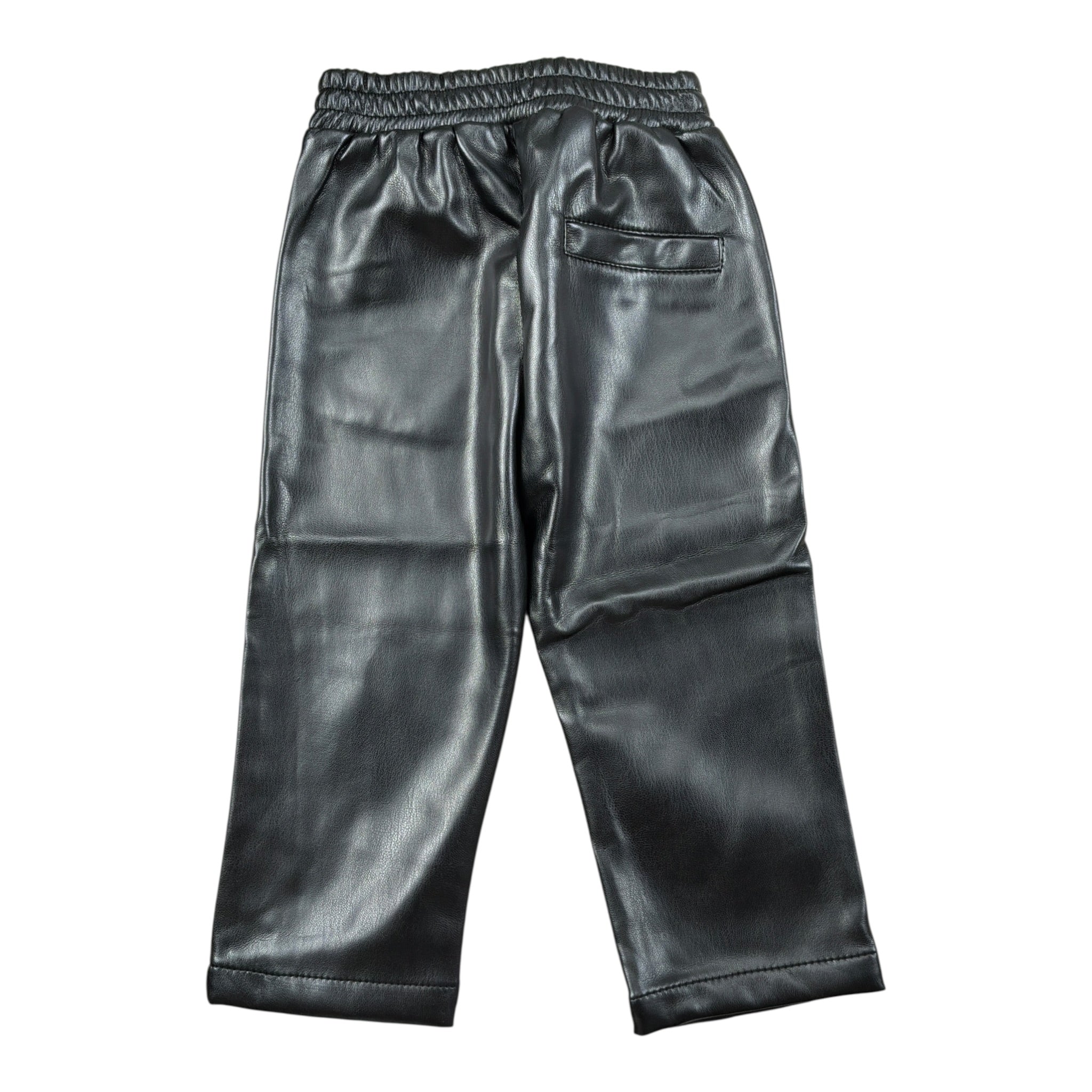 Please Pantalone Ecopelle tinta unita con Elastico Nero per Neonata PE08200G77 NERO PLEASE 