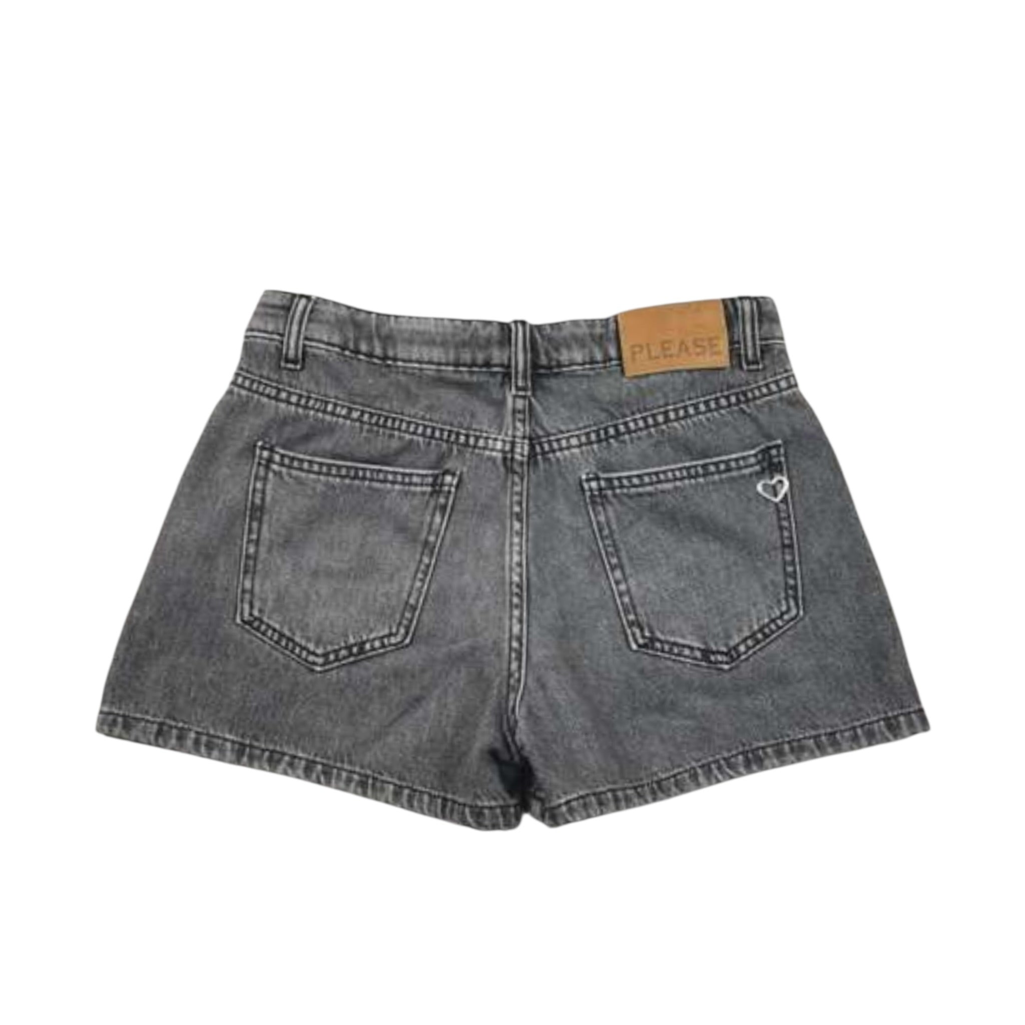 Please Short In Denim tinta unita Modello Gonna Grigio per Bambina RB07010G78 GRIGIO PLEASE 