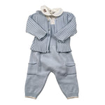 Marlu' Completo 3 Pezzi Salopette-Cardigan-Body Azzurro per Neonato IB6531 AZZURRO MARLU' 