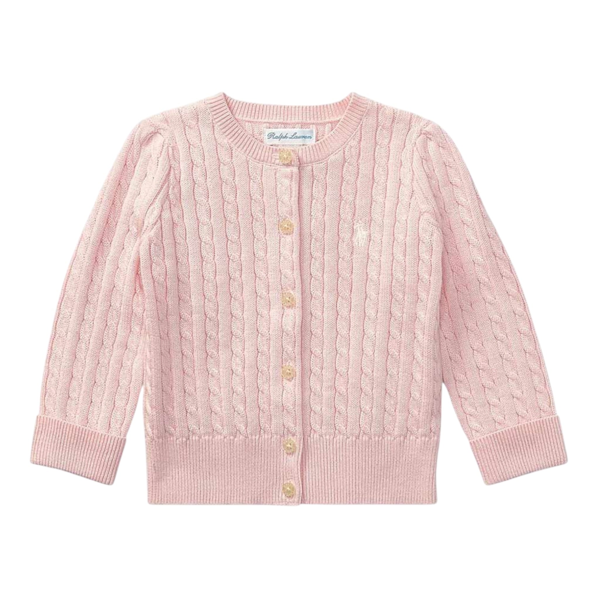 Ralph Lauren Cardigan tinta unita con Logo Rosa per Neonata 310543047006 ROSA RALPH LAUREN 