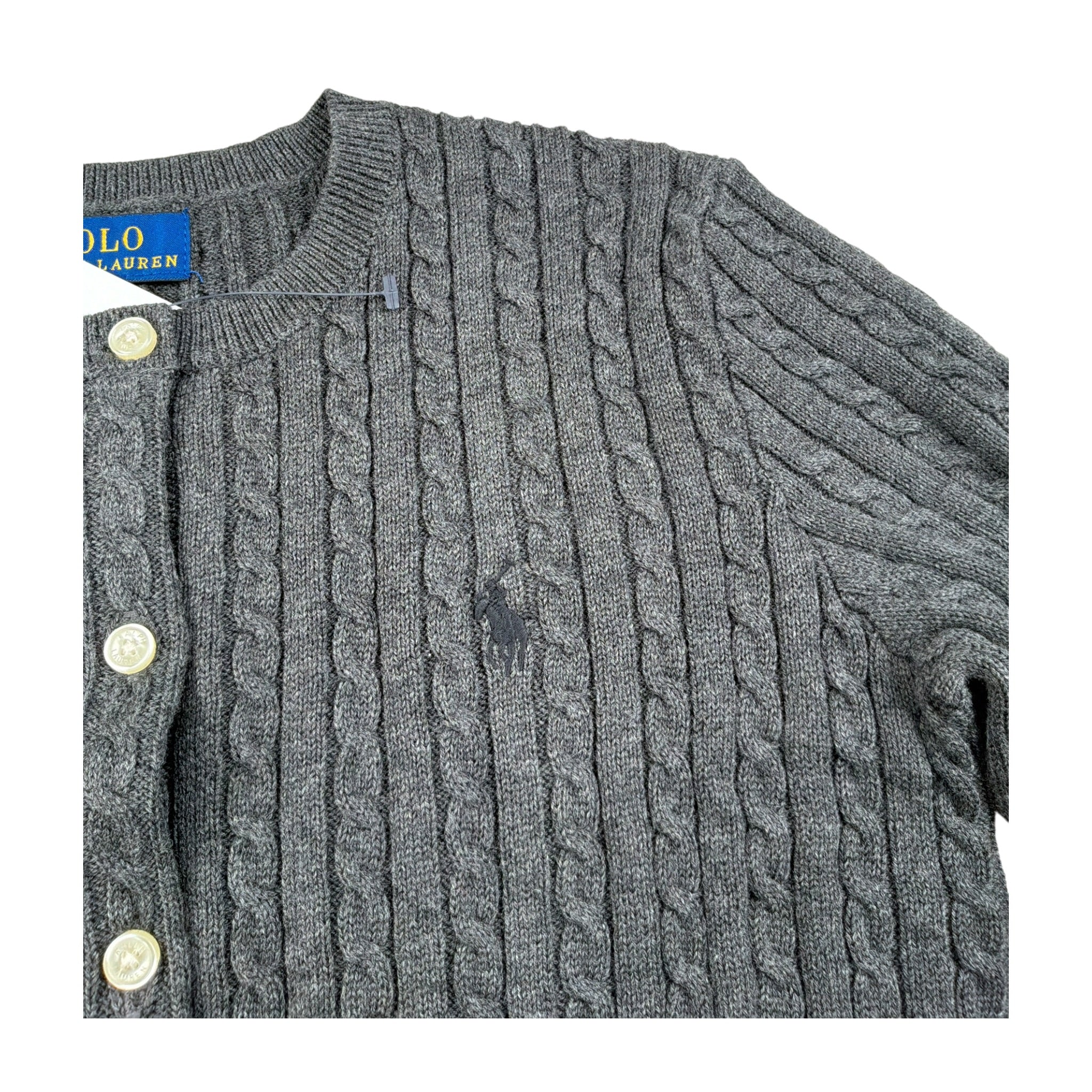 Ralph Lauren Cardigan tinta unita con Ricami Grigio per Bambina 313543047080 GRIIGO RALPH LAUREN 