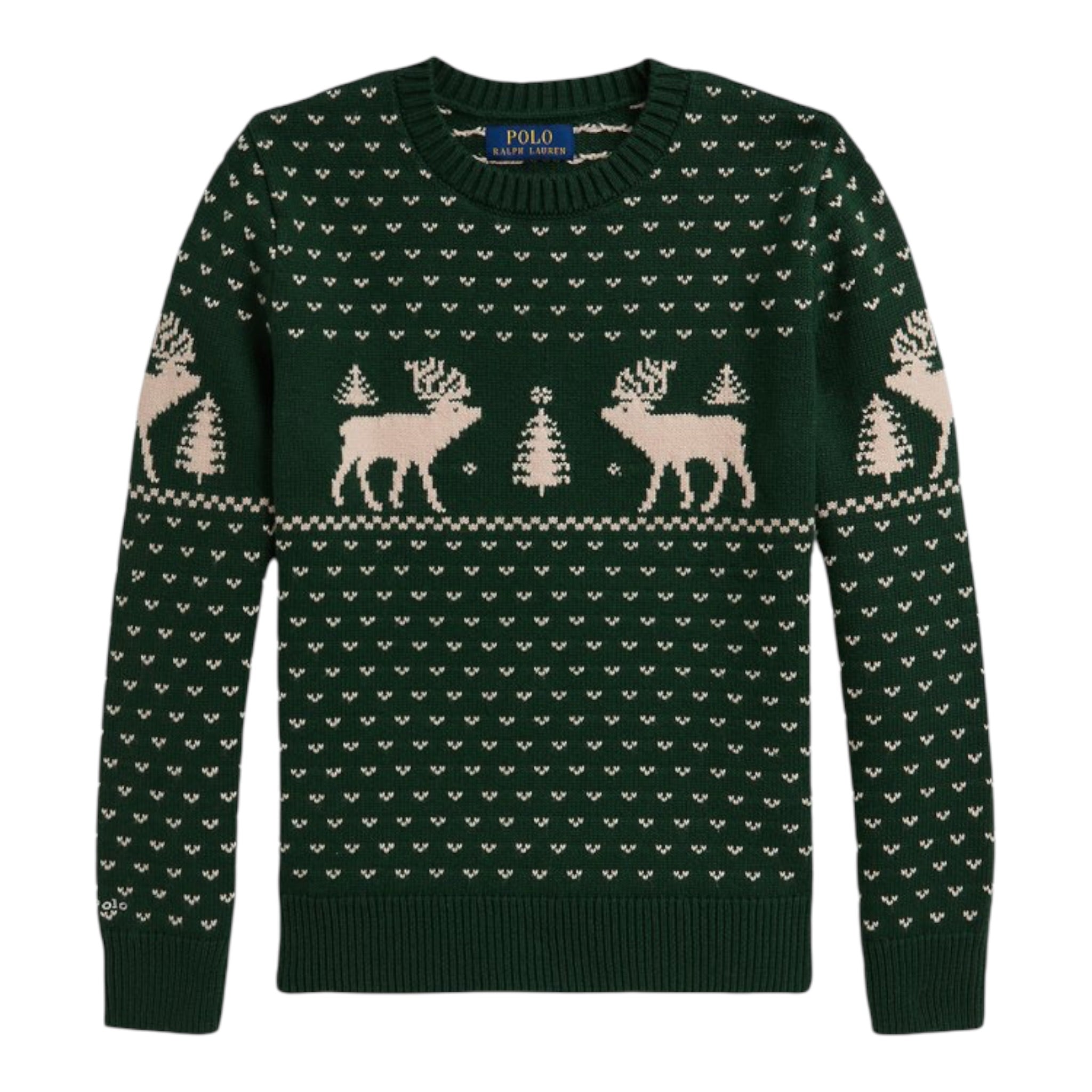 Ralph Lauren Maglia Girocollo tinta unita Ocn Ricami Verde per Bambino 323981052001 VERDE RALPH LAUREN 