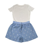 Ralph Lauren Pigiama 2 Pezzi T-Shirt-Short Bicolore Bianco/Azzurro per Bambina 4P0146 BIANCO/AZZURRO RALPH LAUREN 