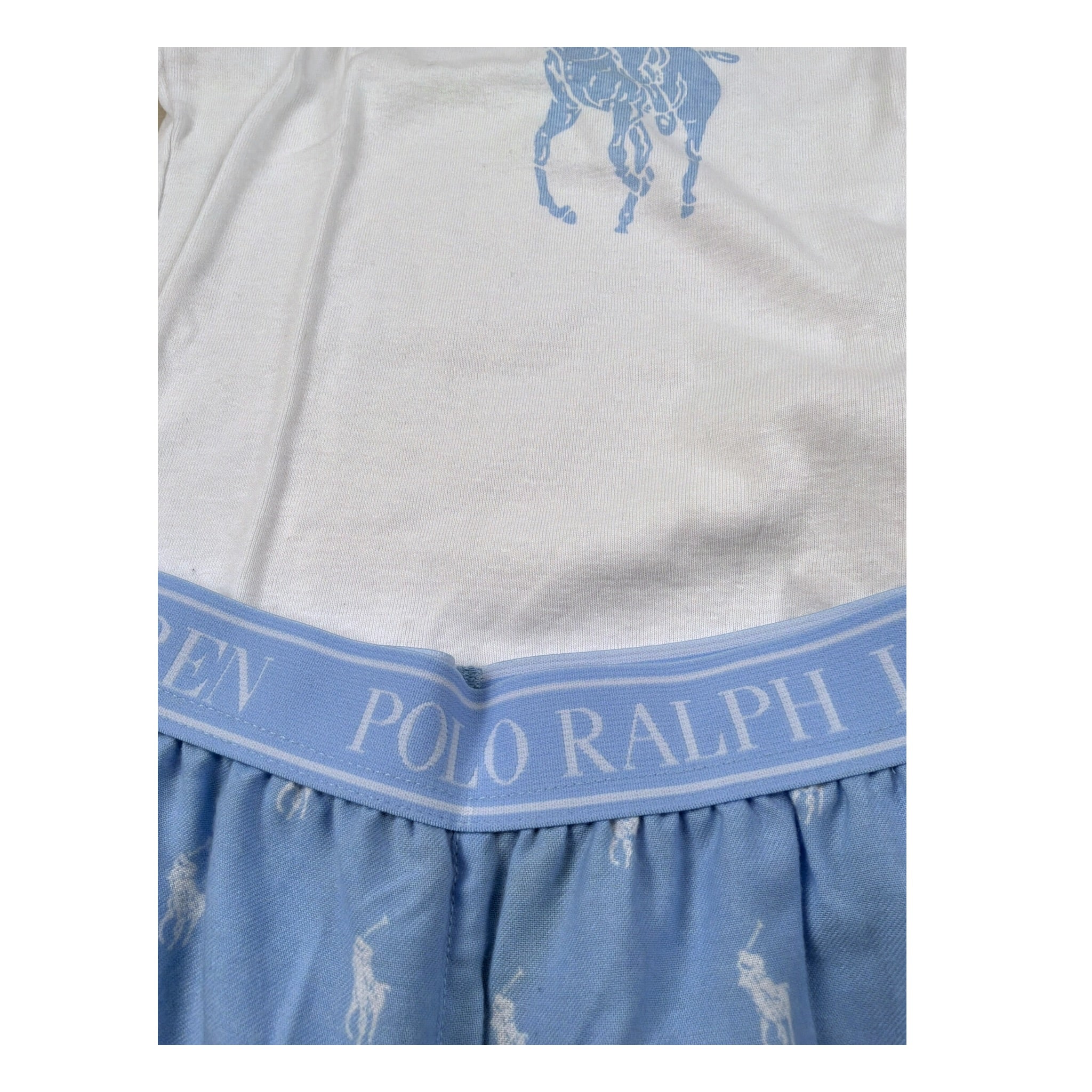 Ralph Lauren Pigiama 2 Pezzi T-Shirt-Short Bicolore Bianco/Azzurro per Bambina 4P0146 BIANCO/AZZURRO RALPH LAUREN 