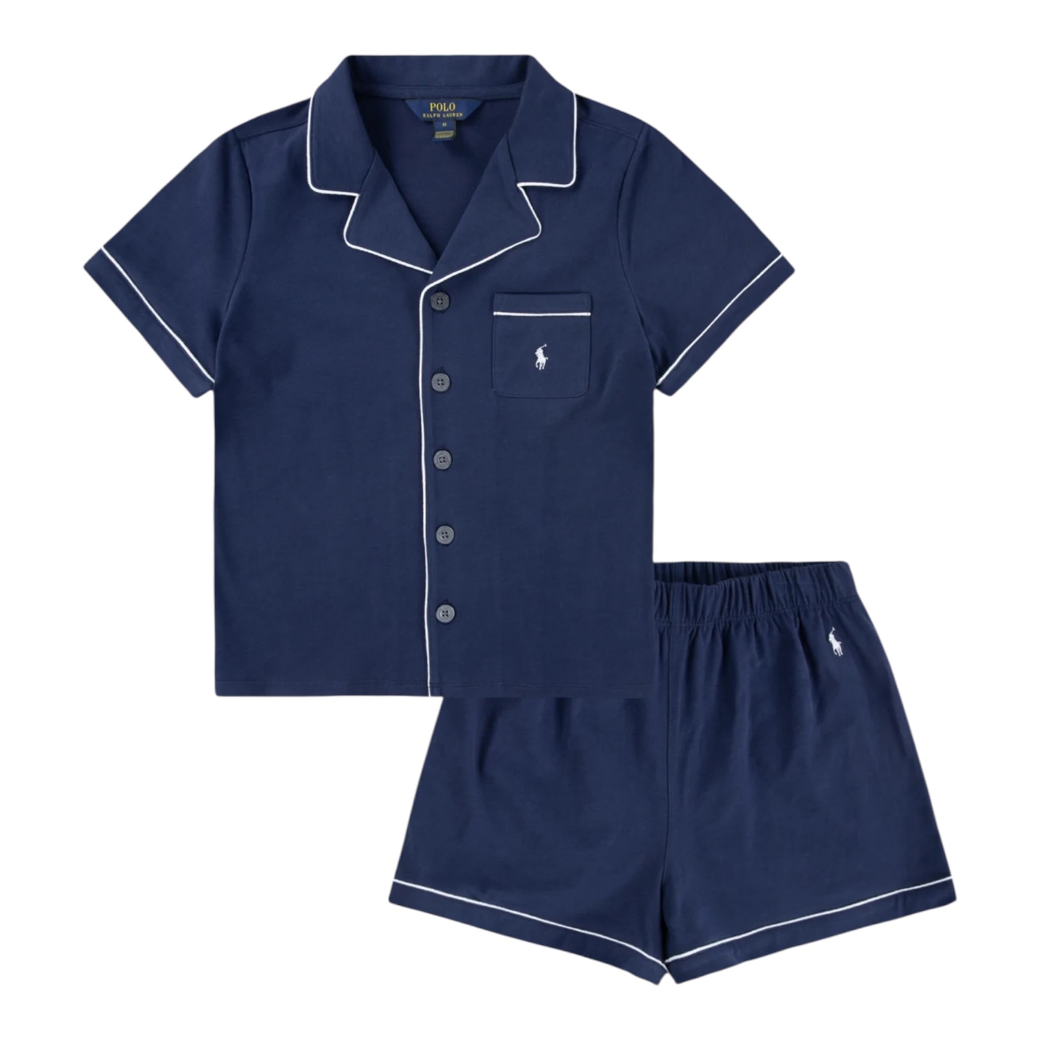 Ralph Lauren Pigiama 2 Pezzi Camicia-Short tinta unita Blu per Bambina 4P0241 BLU RALPH LAUREN 