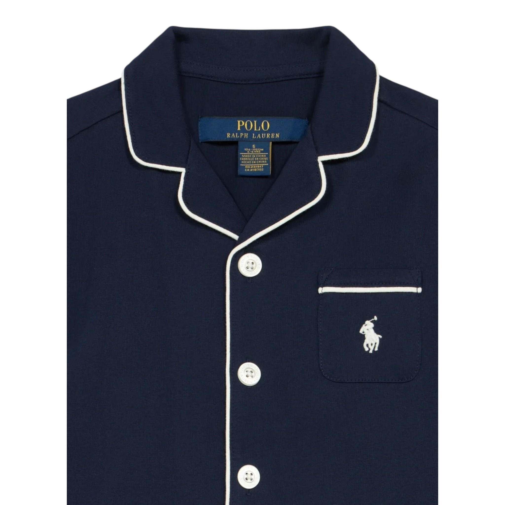 Ralph Lauren Pigiama 2 Pezzi Camicia-Short tinta unita Blu per Bambina 4P0241 BLU RALPH LAUREN 