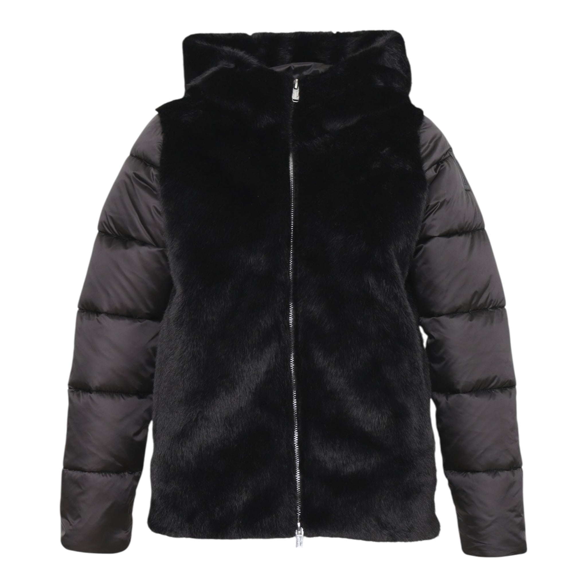 Refrigue Giubbino tinta unita con Cappuccio Reversibile Nero per Bambina 2841O00003 NERO REFRIGUE 