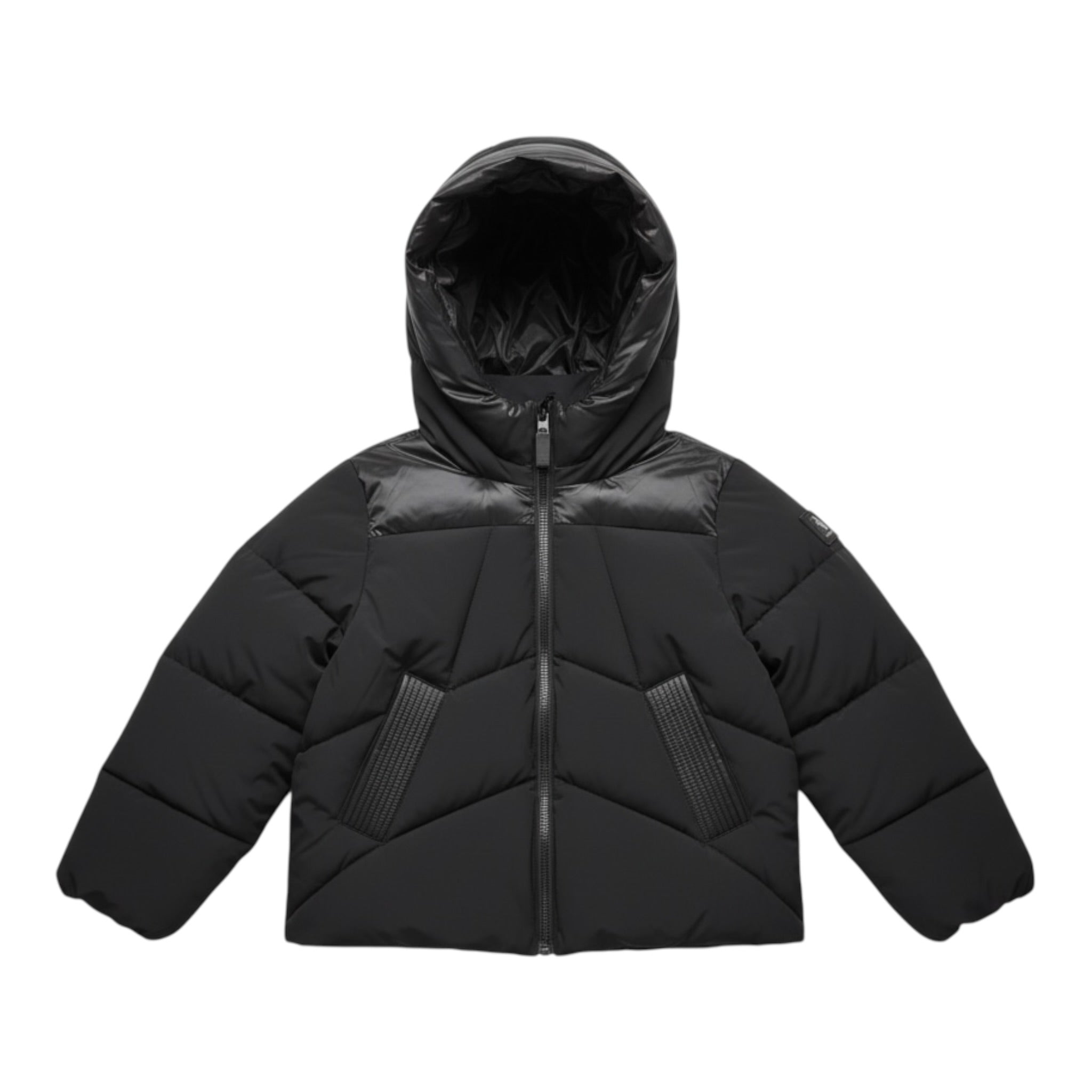 Refrigue Giubbino tinta unita con Zip E Cappuccio Nero per Bambino 2841O00046 NERO REFRIGUE 