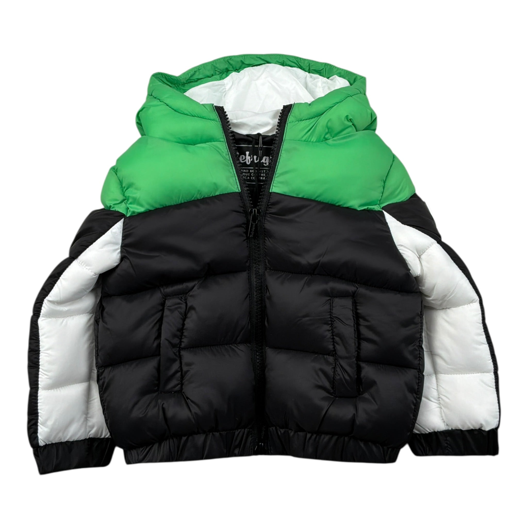 Refrigue Giubbino tinta unita con Zip Cappuccio Verde/Nero per Neonato 2871O00012 VERDE/NERO REFRIGUE 