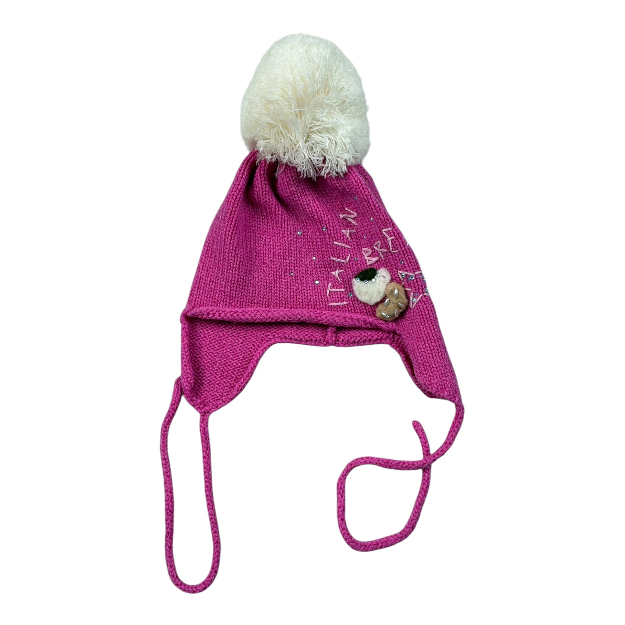 Regina By Angela Maffei Cappello Bicolore con Pon Pon Fuxia per Bambina WKWK FUXIA REGINA BY ANGELA MAFFEI 