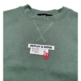 Replay Felpa Chiusa Girocollo tinta unita con Stampa Verde per Bambino SB2076 VERDE REPLAY 