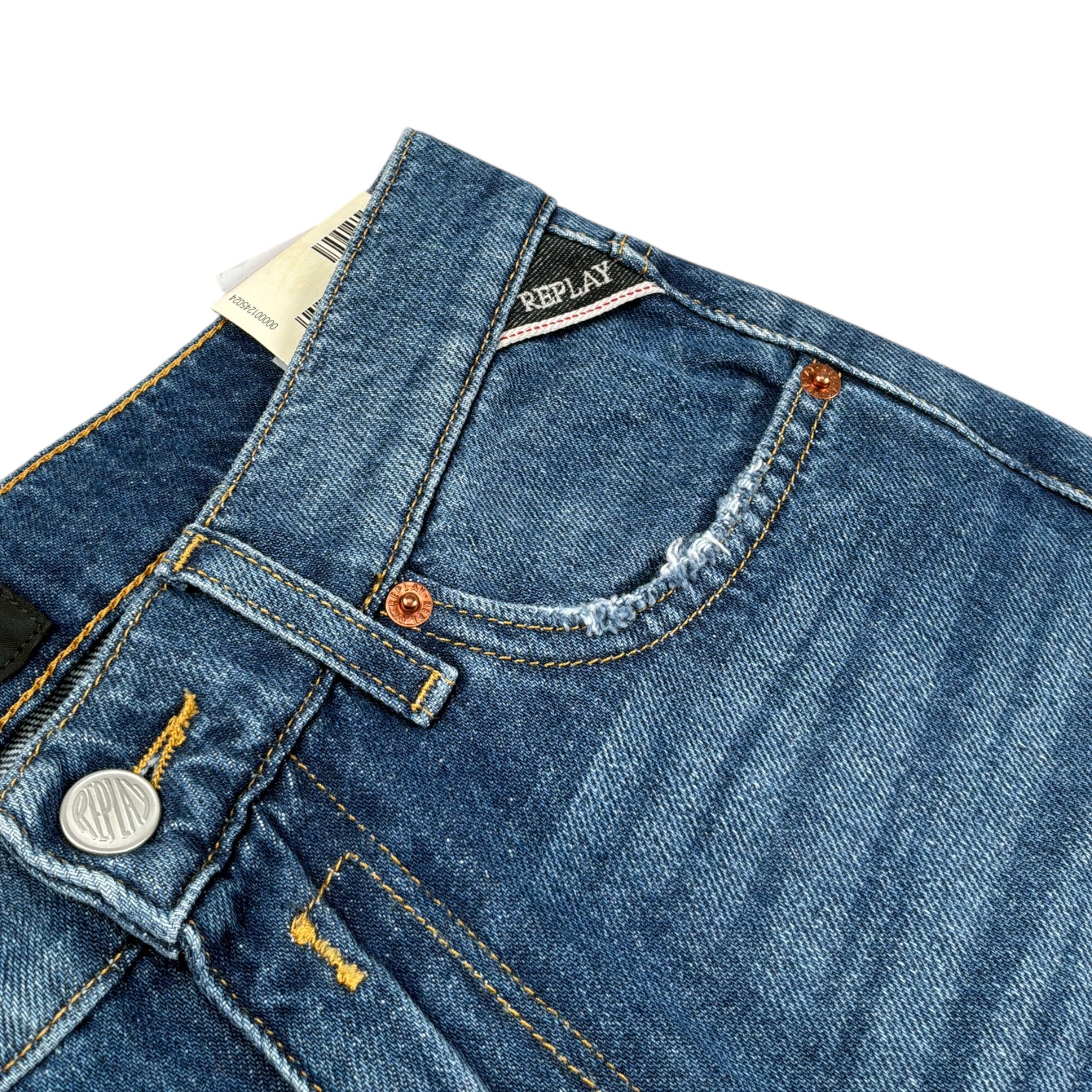 Replay Jeans tinta unita con Girovita Regolabile Blu per Bambino SB9Z1 BLU REPLAY 