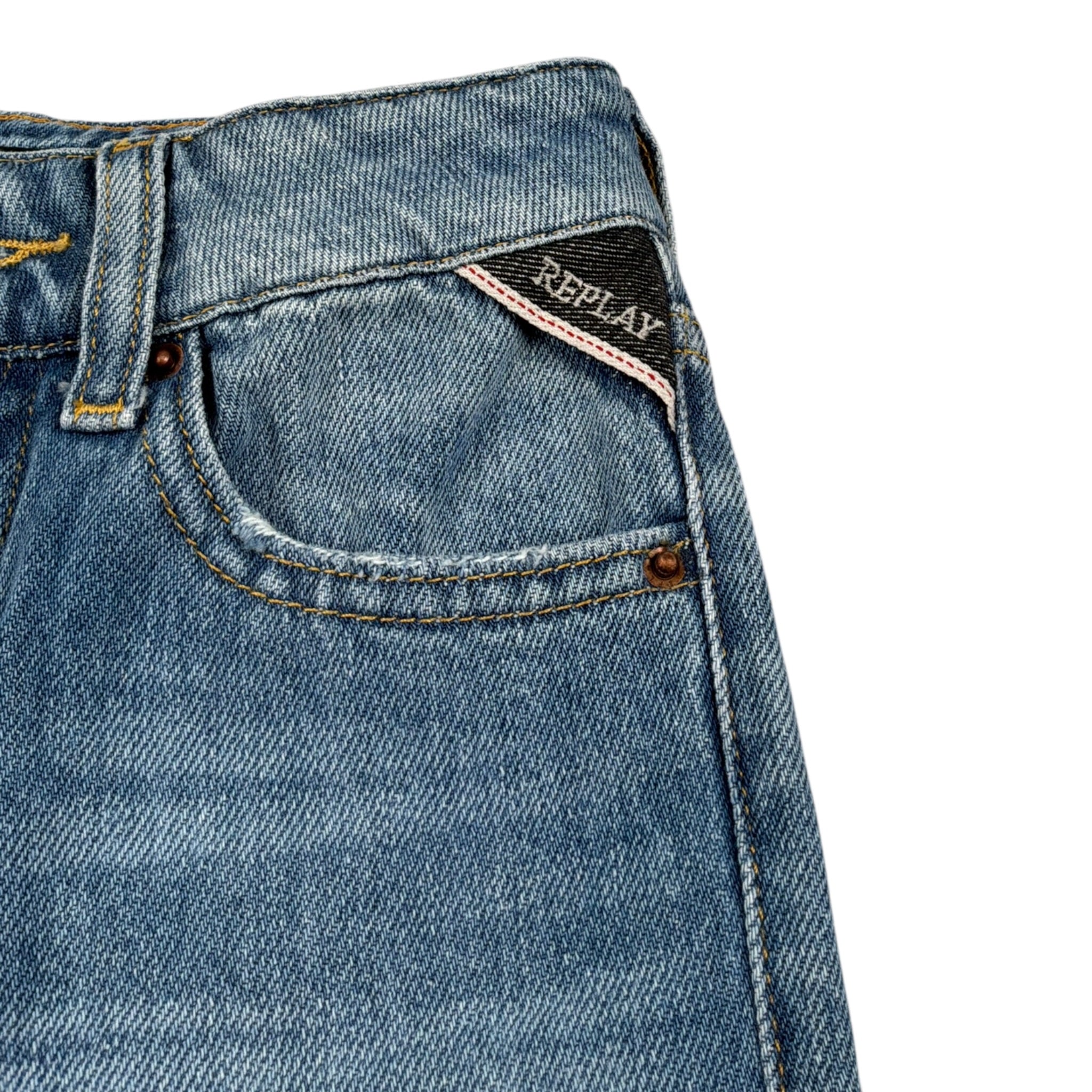 Replay Jeans tinta unita con Girovita Regolabile Azzurro per Bambino SG9Z1 AZZURRO REPLAY 