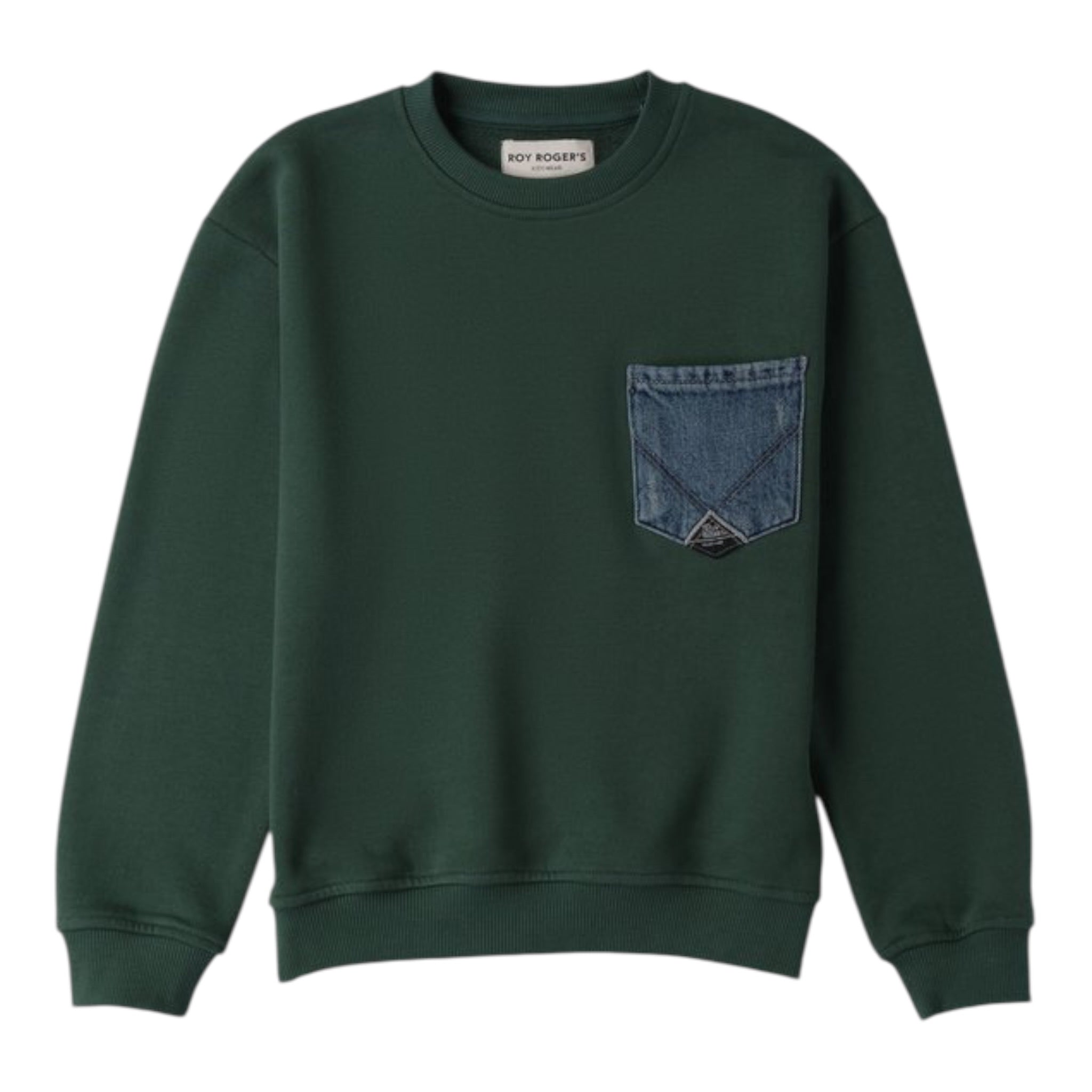 Roy Roger'S Felpa tinta unita Girocollo con Taschino Verde per Bambino RF100 VERDE ROY ROGER'S 