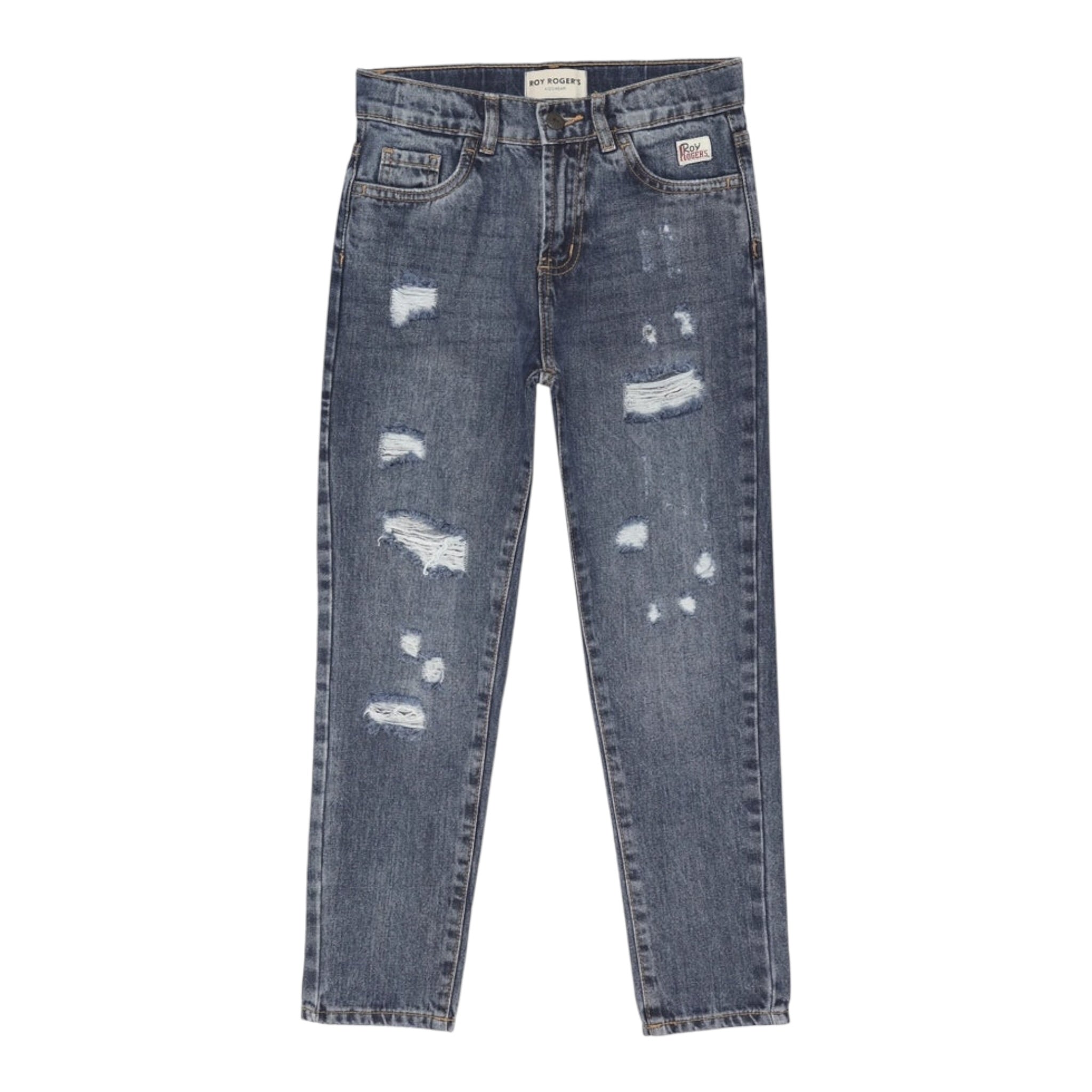 Roy Roger'S Jeans tinta unita con Strappi Blu per Bambino RF143 BLU ROY ROGER'S 