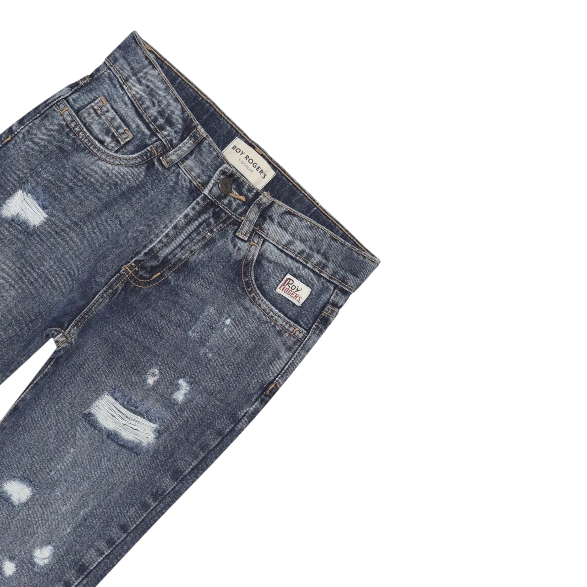 Roy Roger'S Jeans tinta unita con Strappi Blu per Bambino RF143 BLU ROY ROGER'S 