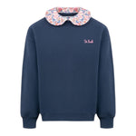 Saint Barth Felpa Chiusa Girocollo tinta unita con Logo Blu per Bambina 00622G BLU SAINT BARTH 