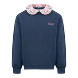 Saint Barth Felpa Chiusa Girocollo tinta unita con Logo Blu per Bambina 00622G BLU SAINT BARTH 