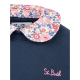 Saint Barth Felpa Chiusa Girocollo tinta unita con Logo Blu per Bambina 00622G BLU SAINT BARTH 