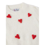 Saint Barth Maglia Girocollo tinta unita con Cuori Panna per Bambina 00783C PANNA SAINT BARTH 