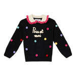 Saint Barth Maglia tinta unita con Colletto Nero per Bambina 01909G NERO SAINT BARTH 