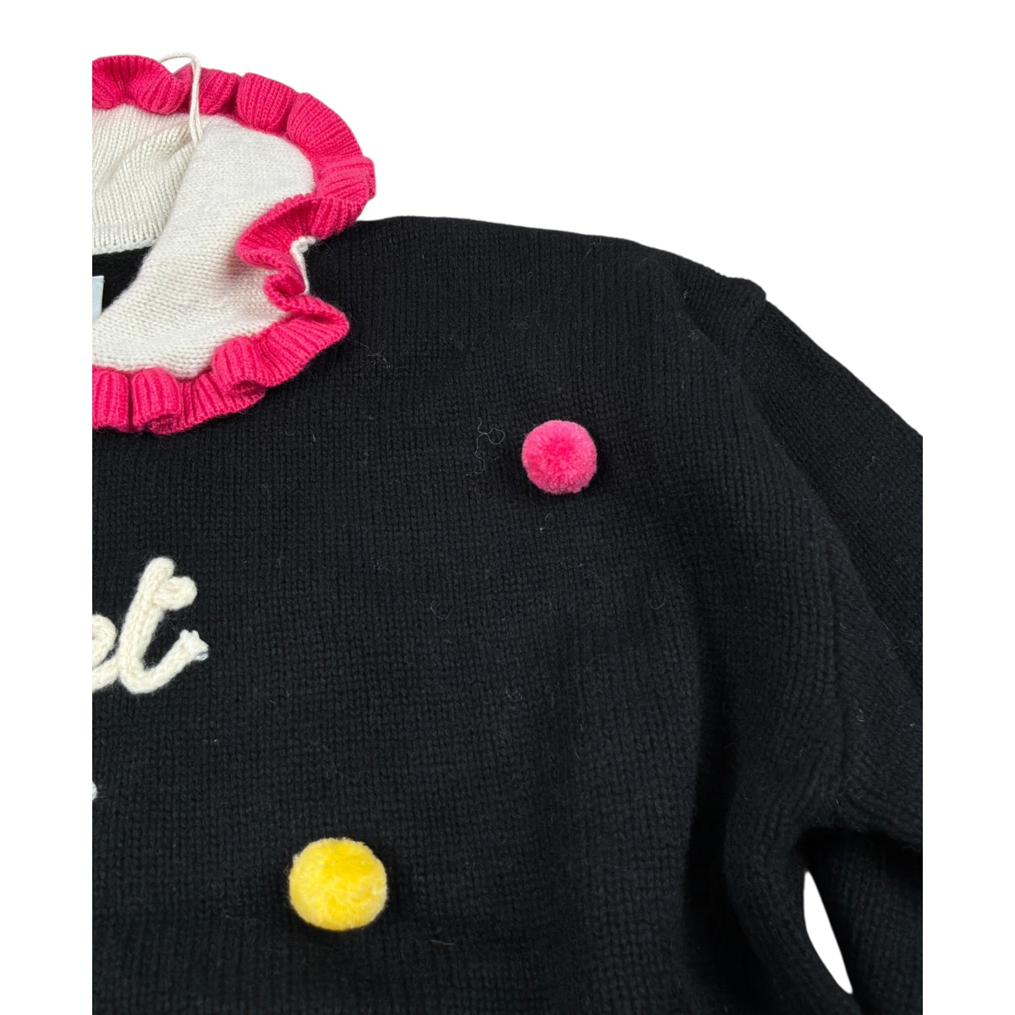 Saint Barth Maglia tinta unita con Colletto Nero per Bambina 01909G NERO SAINT BARTH 