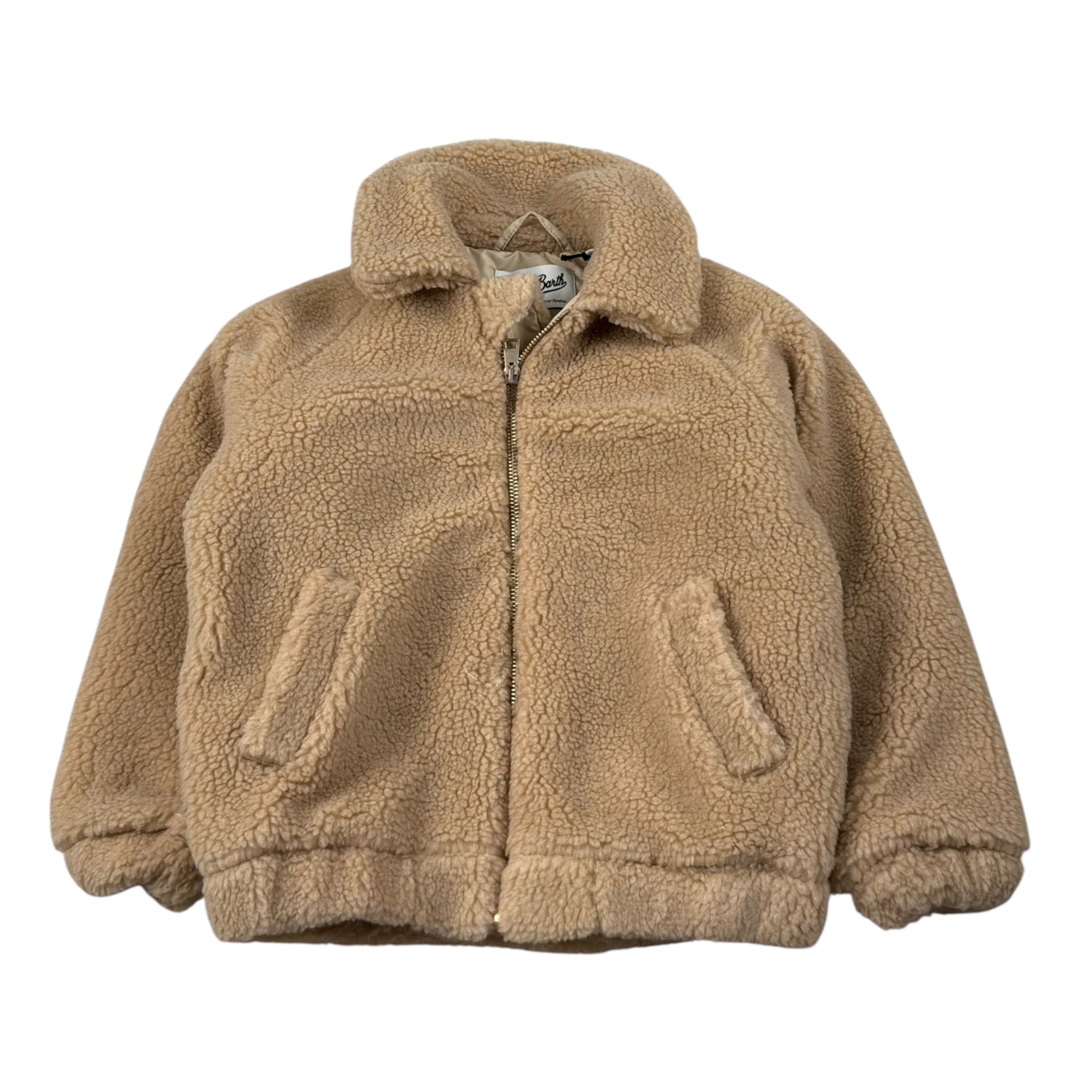 Saint Barth Pelliccia tinta unita con Zip E Stampa Cane Beige per Bambina ABELJR BEIGE SAINT BARTH 