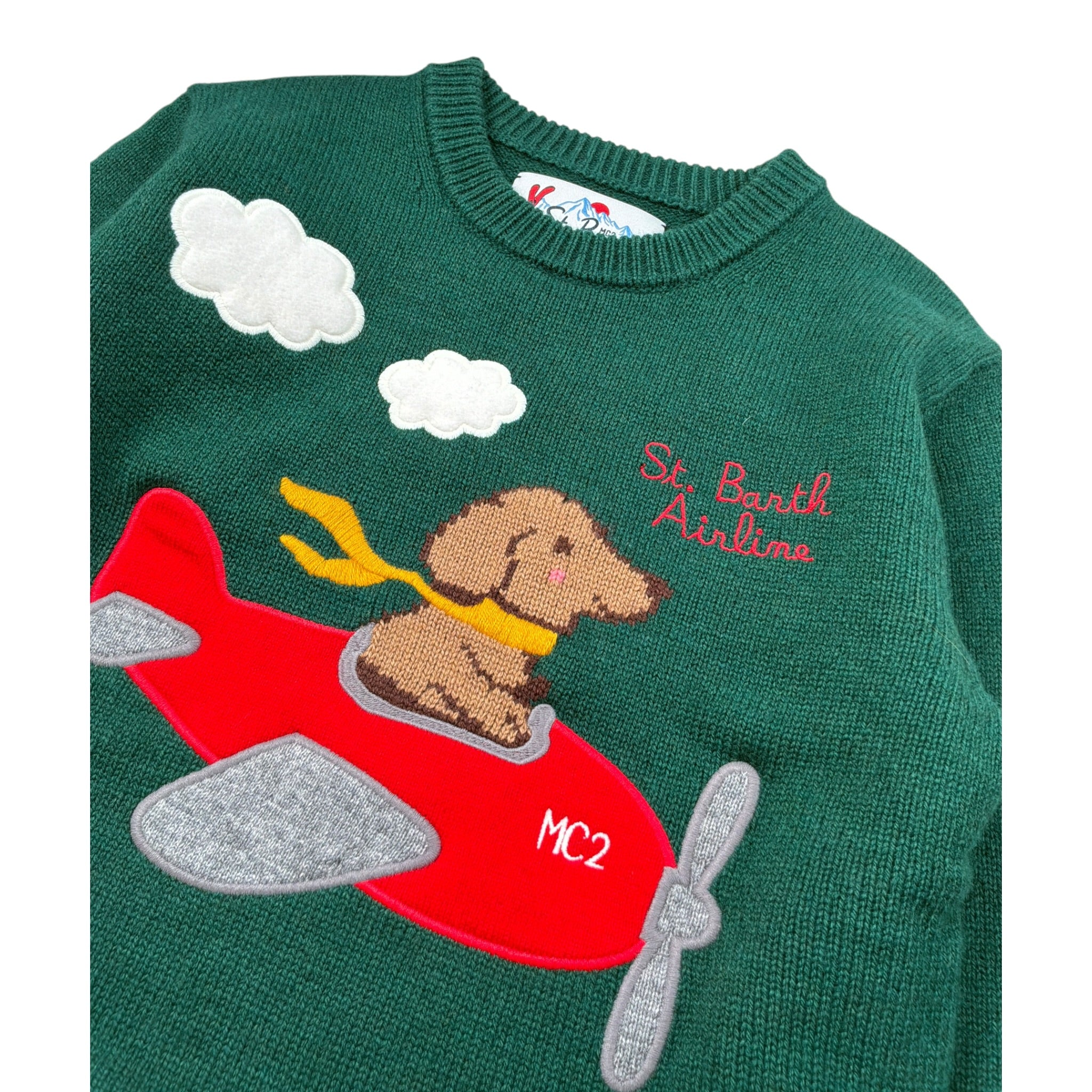 Saint Barth Maglia tinta unita con Stampa Verde per Bambino AIRLINE VERDE SAINT BARTH 