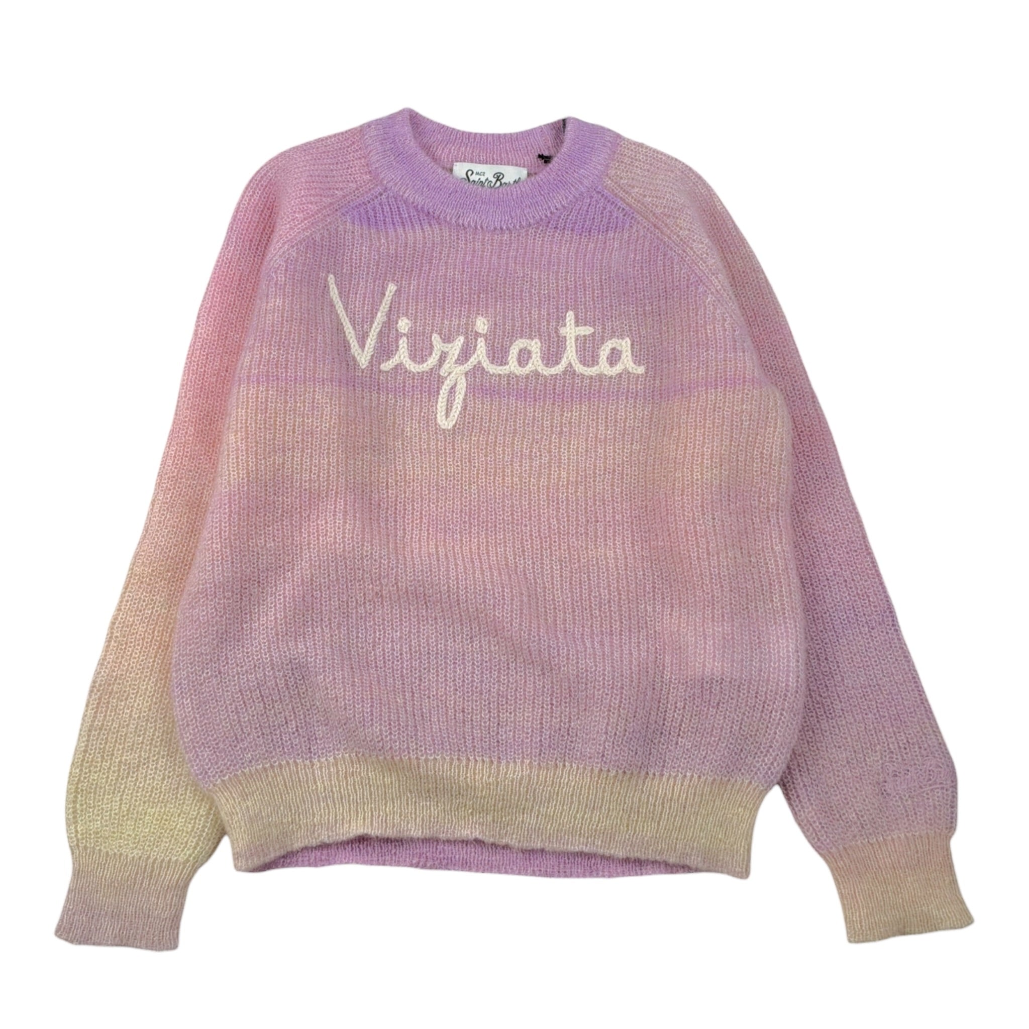 Saint Barth Maglia Girocollo tinta unita con Stampa Rosa per Bambina CELLY ROSA SAINT BARTH 