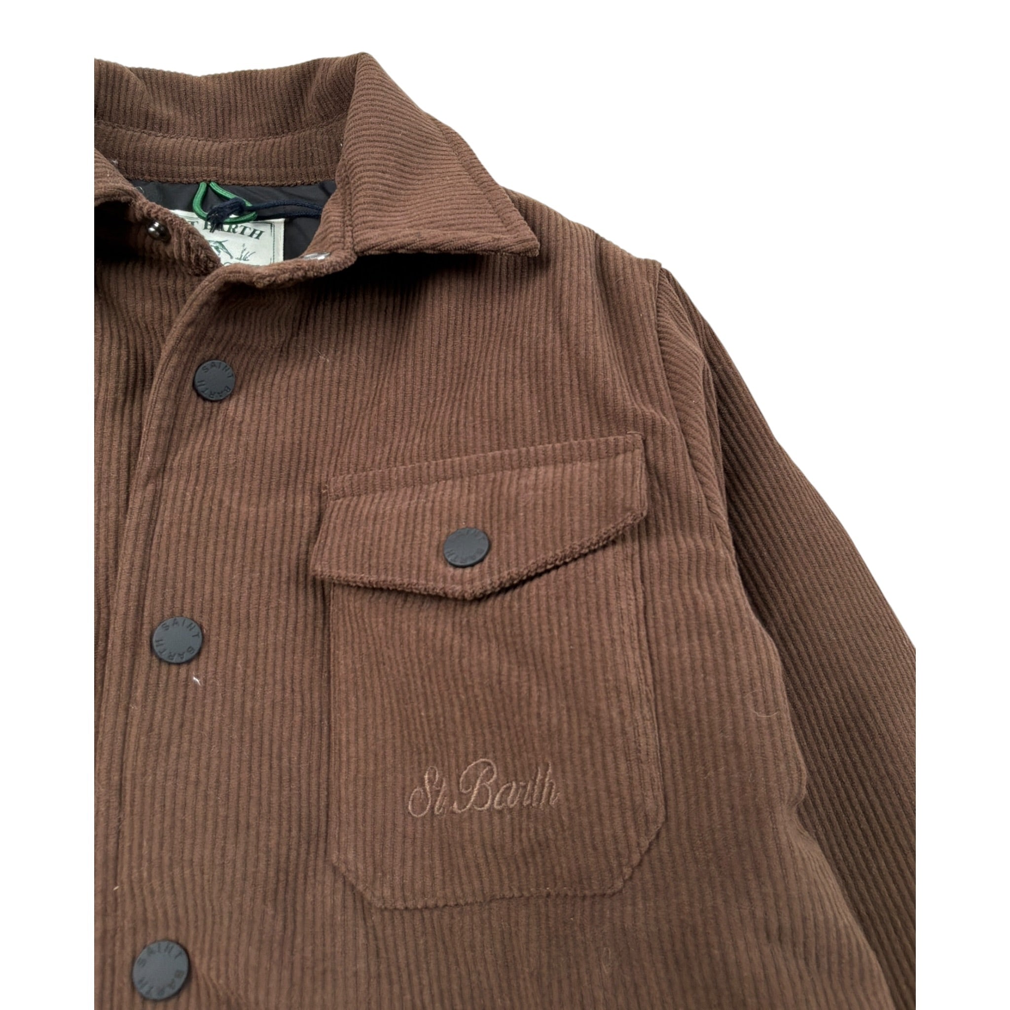 Saint Barth Giubbino Modello Camicia con Bottoni Marrone per Bambino CHALETX MARRONE SAINT BARTH 