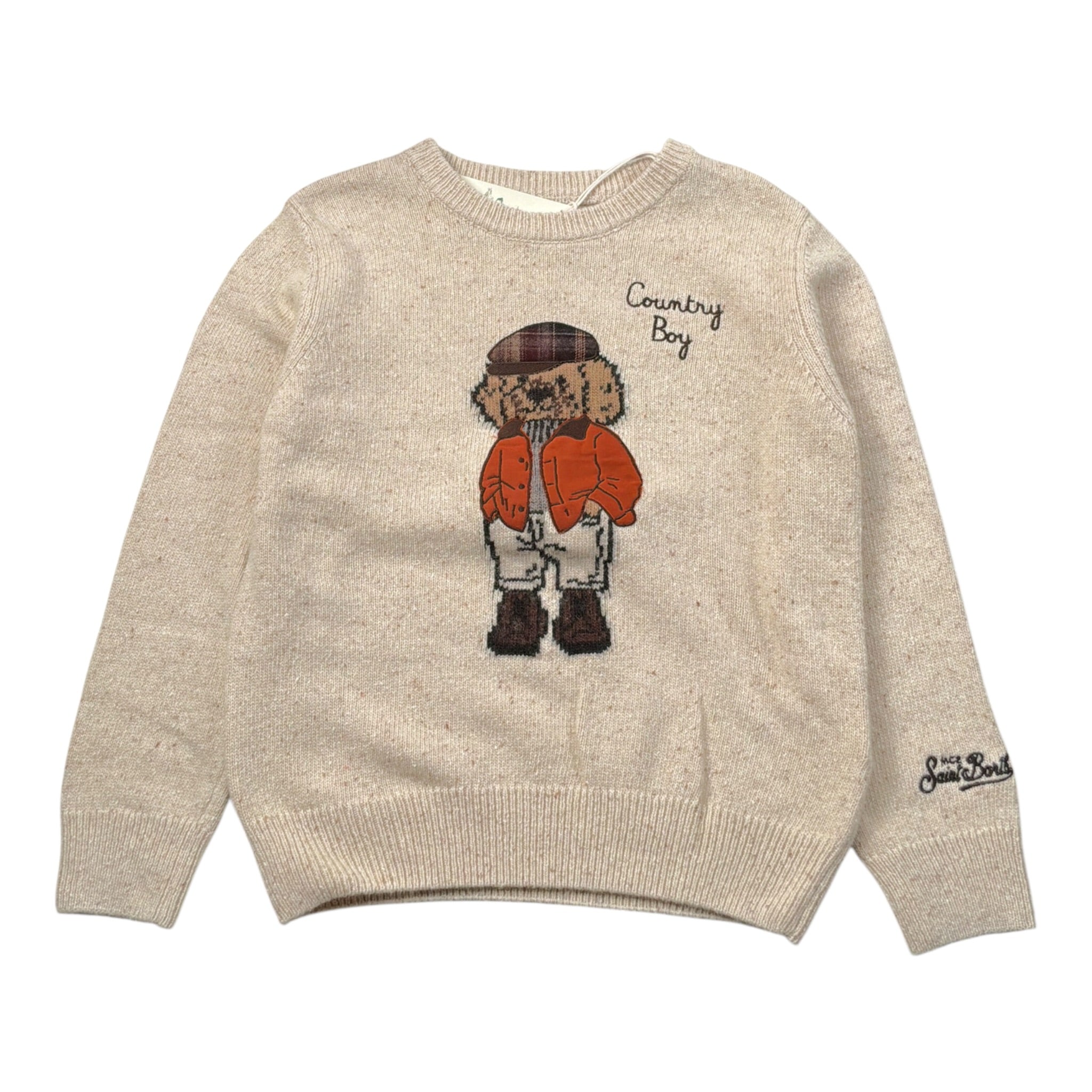 Saint Barth Maglia Girocollo con Stampa Sabbia per Bambino COUNTRY SABBIA SAINT BARTH 