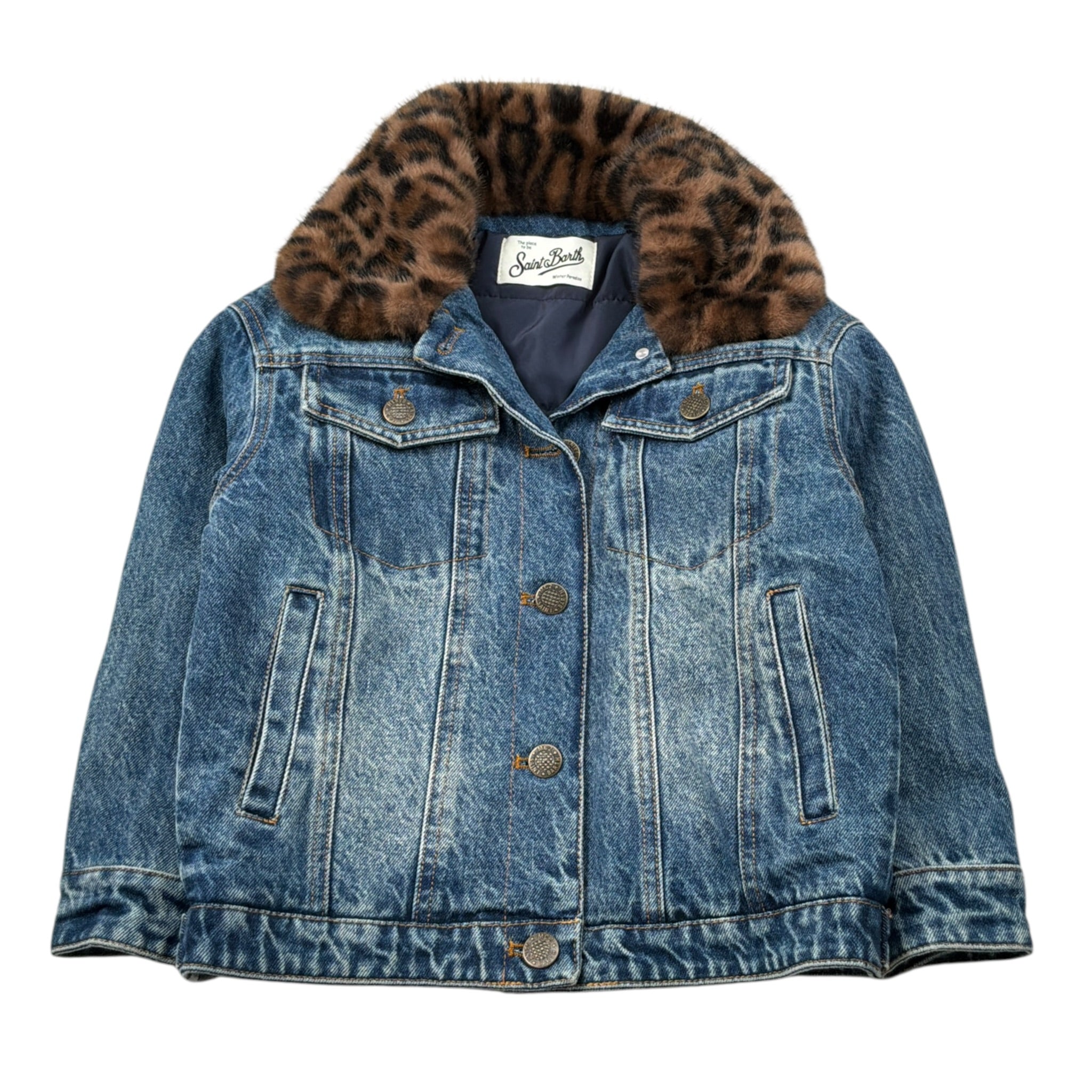 Saint Barth Giubbino In Denim tinta unita Blu per Bambina DLS0002 BLU SAINT BARTH 