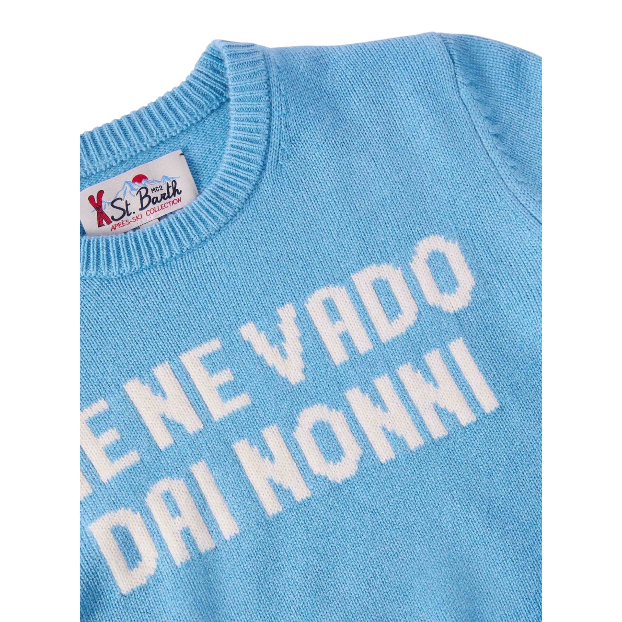 Saint Barth Maglia tinta unita con Stampa Azzurro per Bambino DOU000101635IX AZZURRO SAINT BARTH 