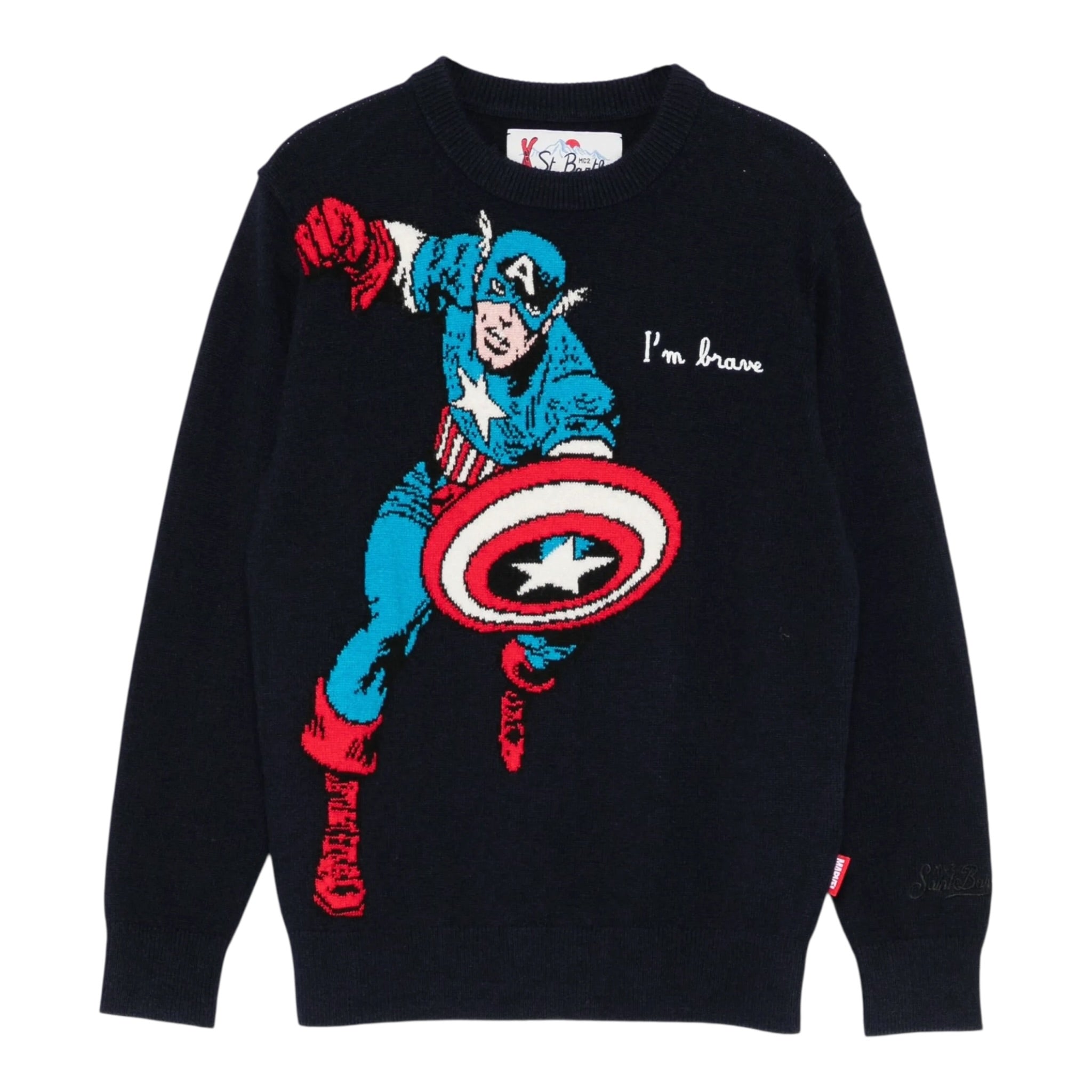 Saint Barth Maglia tinta unita con Stampa Blu per Bambino DOU000102453J BLU SAINT BARTH 