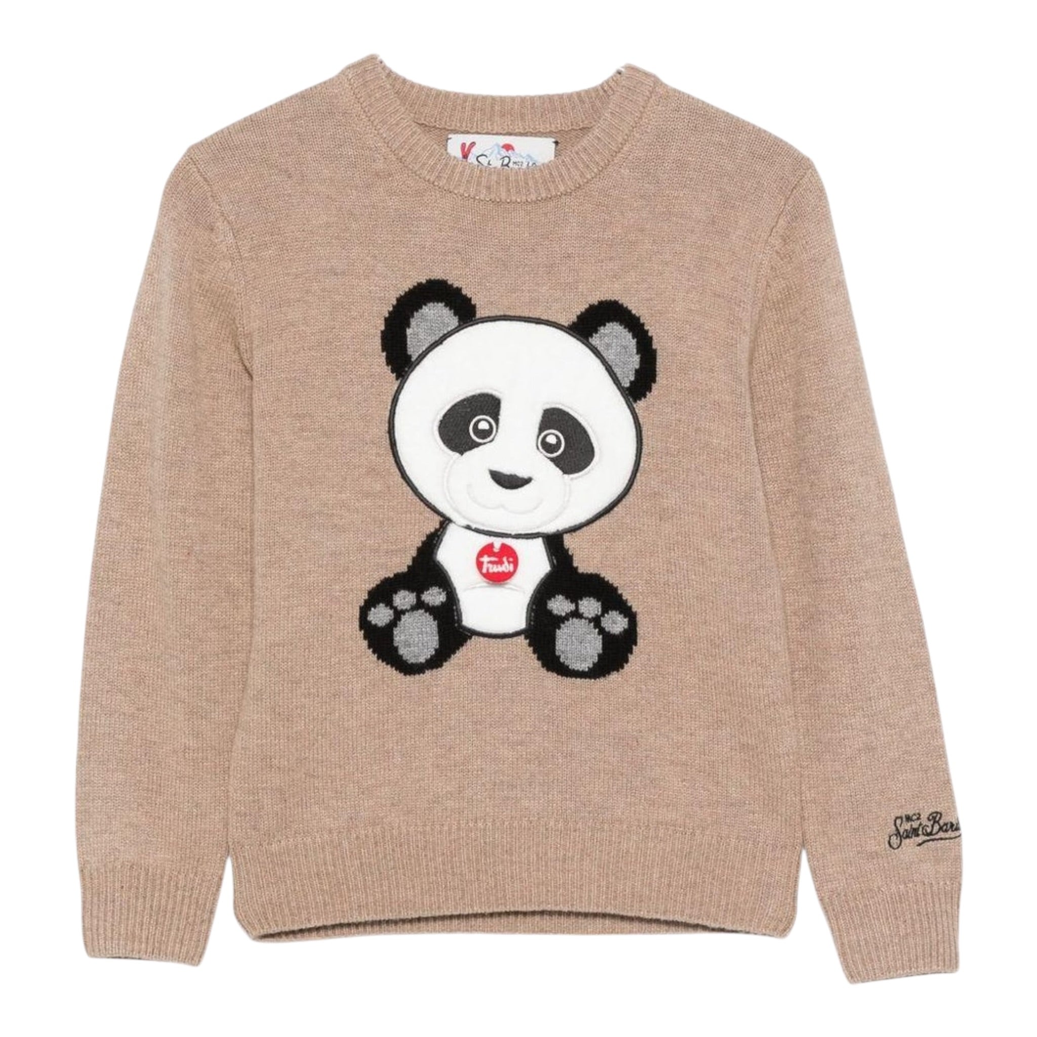 Saint Barth Maglia tinta unita con Stampa Beige per Bambina DOU0001 BEIGE SAINT BARTH 