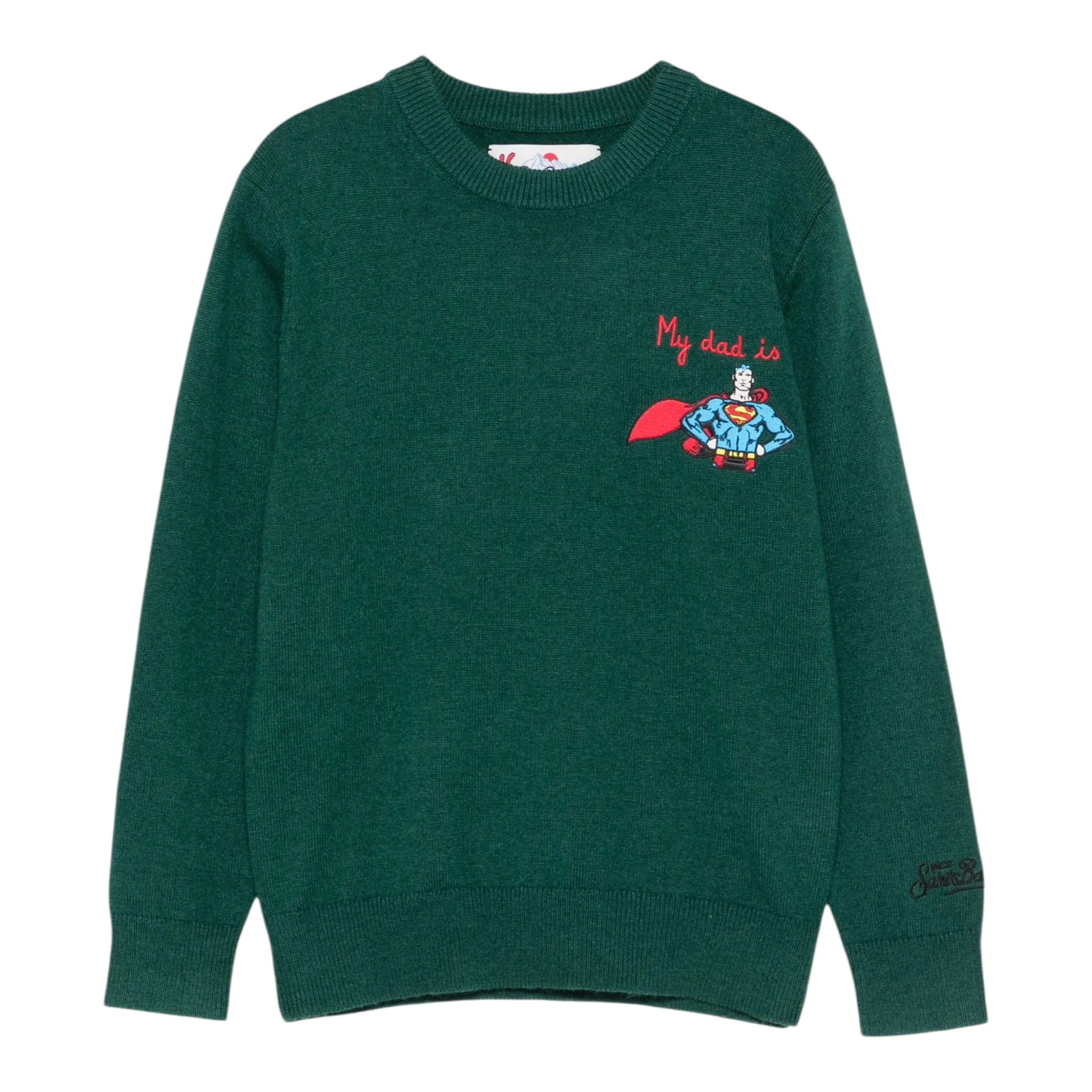 Saint Barth Maglia tinta unita con Ricamo Verde per Bambino DOU0021 VERDE SAINT BARTH 