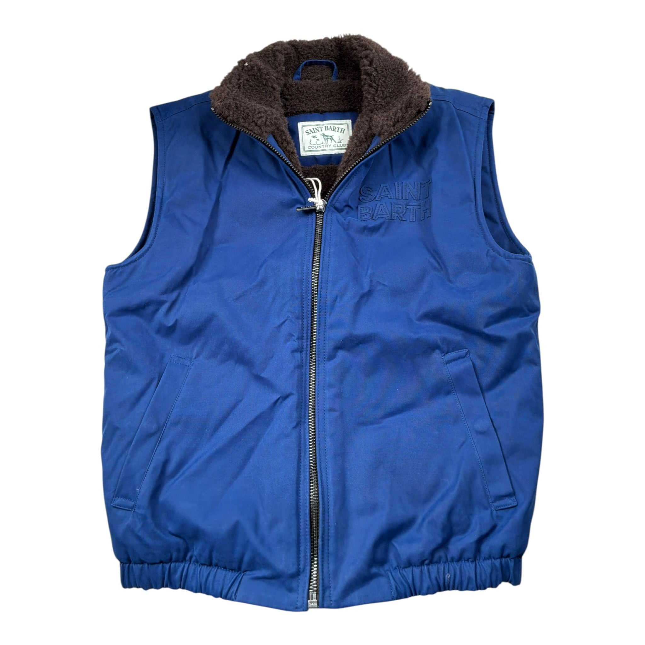 Saint Barth Giubbino Smanicato tinta unita con Zip Blu per Bambino EGAR BLU SAINT BARTH 