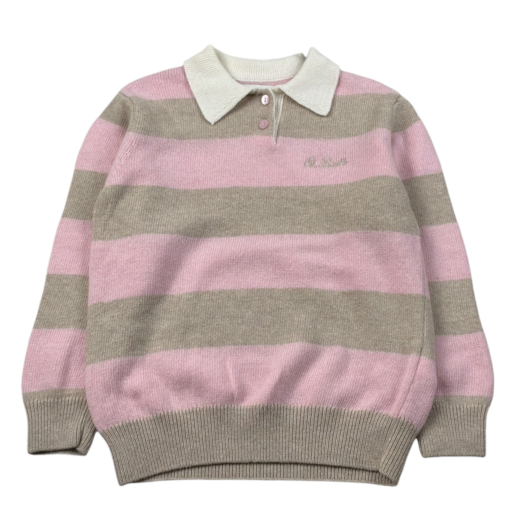 Saint Barth Maglia Bicolore con Colletto Rosa/Beige per Bambina HADIDY ROSA/BEIGE SAINT BARTH 