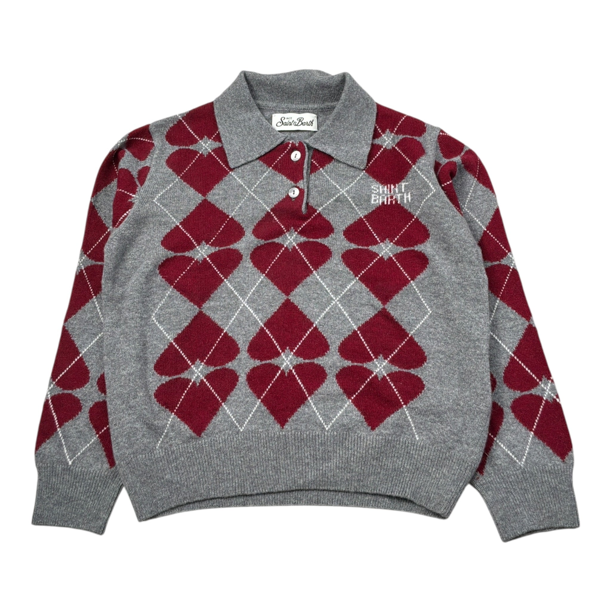 Saint Barth Maglia Bicolore con Stampa Rombo Grigio per Bambino HADIDYY GRIGIO SAINT BARTH 