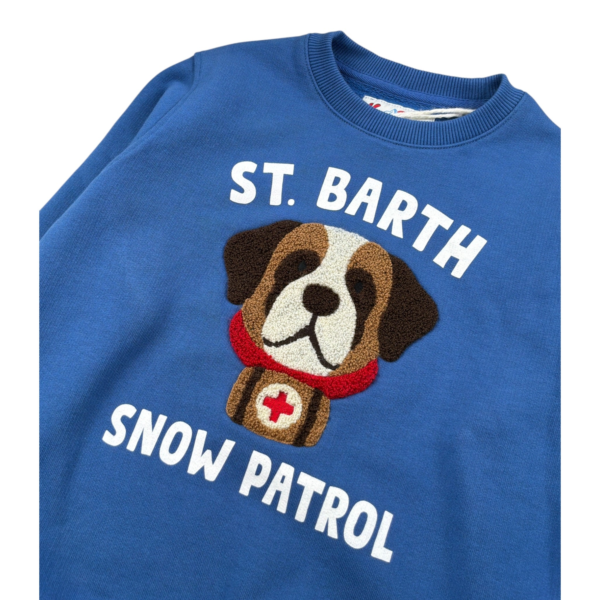 Saint Barth Felpa Girocollo tinta unita con Stampa Blu per Bambino HUTTON486 BLU SAINT BARTH 