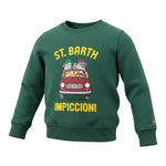 Saint Barth Felpa Chiusa Girocollo tinta unita con Logo Verde per Bambino HUTTONN VERDE SAINT BARTH 