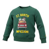 Saint Barth Felpa Chiusa Girocollo tinta unita con Logo Verde per Bambino HUTTONN VERDE SAINT BARTH 