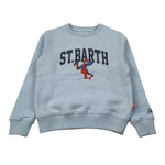 Saint Barth Felpa Chiusa Girocollo tinta unita con Logo Azzurro per Bambino HUTTONX AZZURRO SAINT BARTH 
